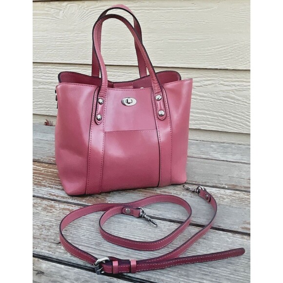 Patricia Nash Handbags - Patricia Nash Darby Tote Leather Crossbody Bag Turn Lock - Pink